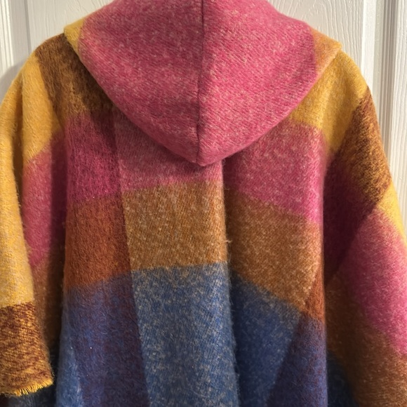 Lane Bryant Relaxed Open-Front Hooded Poncho, One Size in Buffalo Check. NWOT - Picture 5 of 16